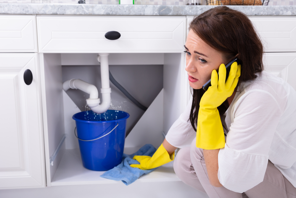 Woman experiencing a Emergency Leak